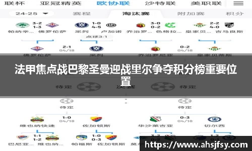 法甲焦点战巴黎圣曼迎战里尔争夺积分榜重要位置